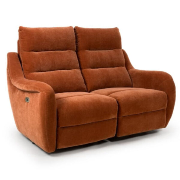 Arcata Fabric Electric Recliner 2 Seater Sofa In Cinnamon