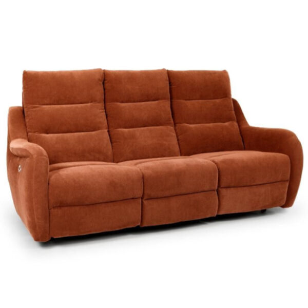 Arcata Fabric Electric Recliner 3 Seater Sofa In Cinnamon