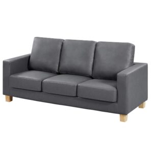 Caridad PU Leather 3 Seater Sofa In Grey