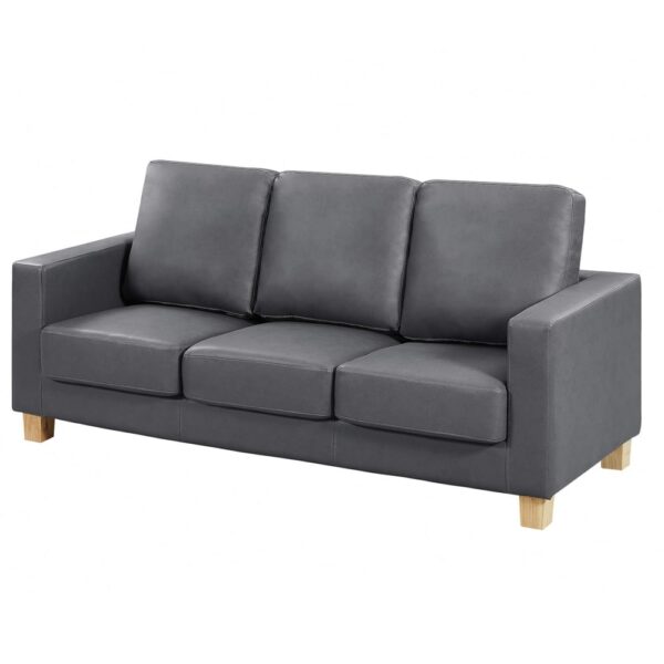 Caridad PU Leather 3 Seater Sofa In Grey
