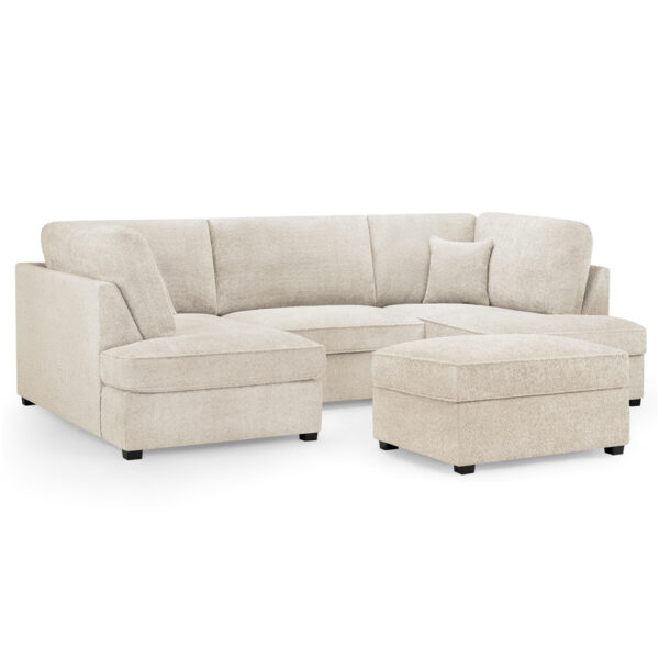 Caronia Boucle Fabric U Shaped Corner Sofa In Beige