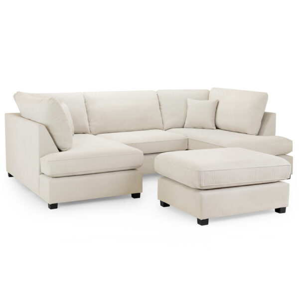 Caronia Classic Fabric U Shaped Corner Sofa In Beige