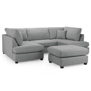 Caronia Classic Fabric U Shaped Corner Sofa In Grey