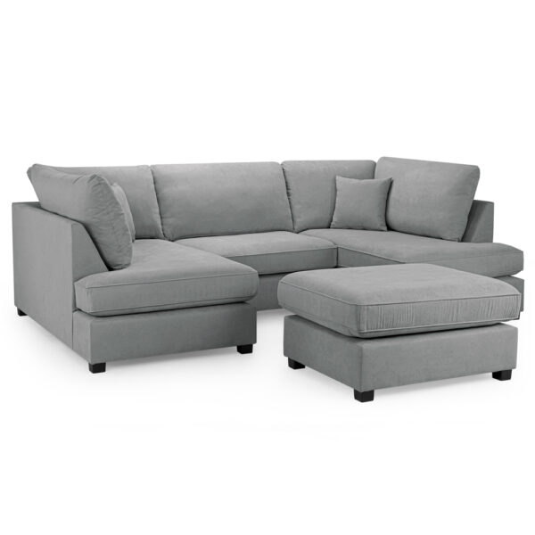 Caronia Classic Fabric U Shaped Corner Sofa In Grey