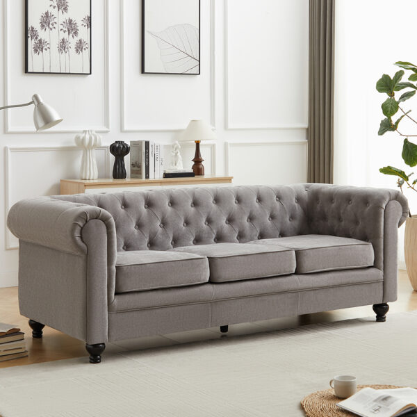 Hertford Fabric 3 Seater Sofa In Grey