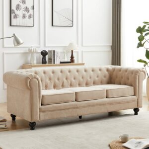 Hertford Fabric 3 Seater Sofa In Stone
