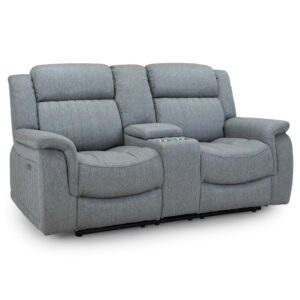 Lindsay Fabric Electric Recliner 2 Seater Sofa In Grey