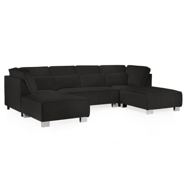 Sloan Fabric U Shaped Corner Sofa In Black