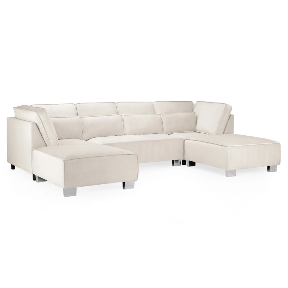 Sloan Fabric U Shaped Corner Sofa In Cream