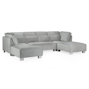 Sloan Fabric U Shaped Corner Sofa In Grey