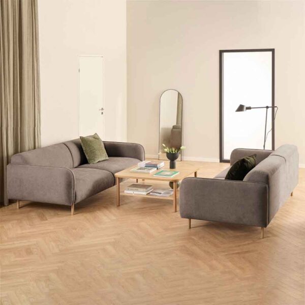 Welch Fabric 3+3 Seater Sofa Set In Fay Dusty Brown