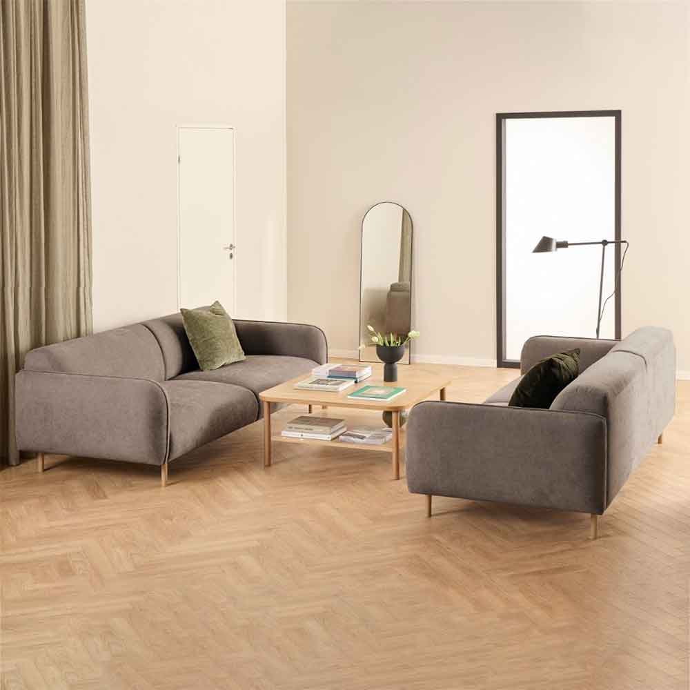 Welch Fabric 3+3 Seater Sofa Set In Fay Dusty Brown