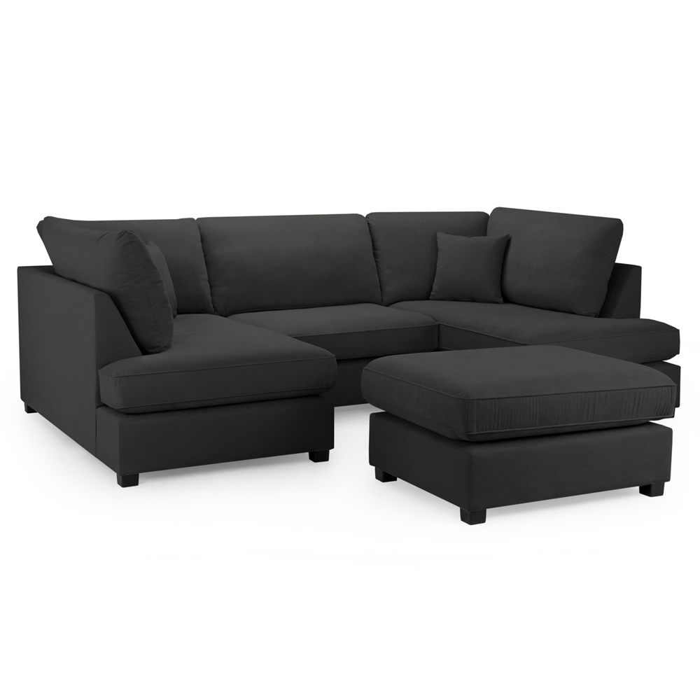 Caronia Classic Fabric U Shaped Corner Sofa In Black