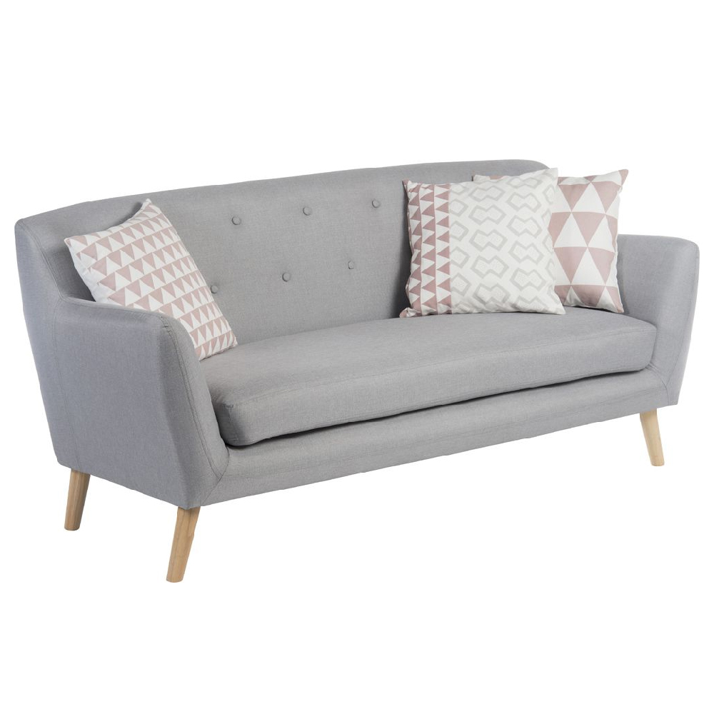 Shawnee Fabric 3 Seater Sofa With Oak Legs In Grey