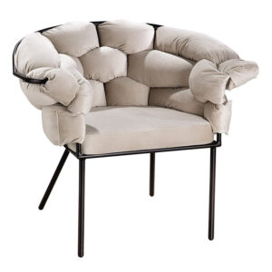 Fitchburg Fabric Armchair With Metal Legs In Beige
