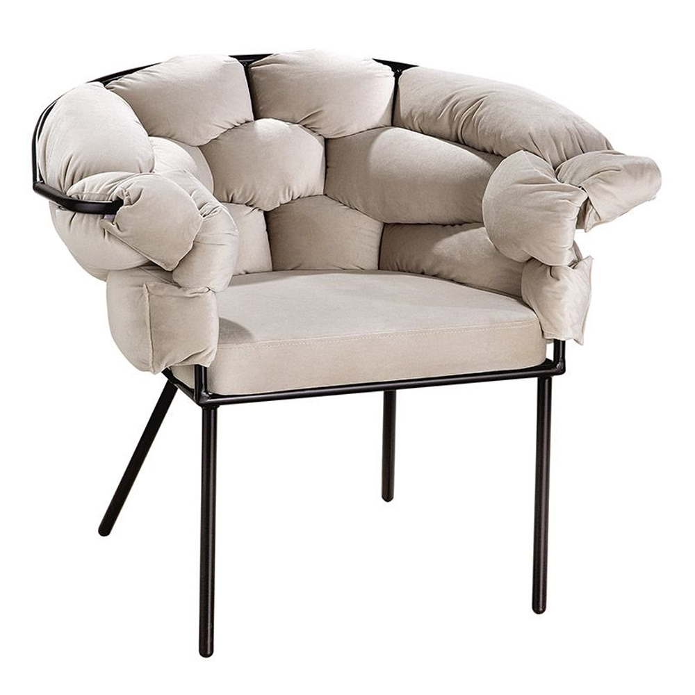Fitchburg Fabric Armchair With Metal Legs In Beige